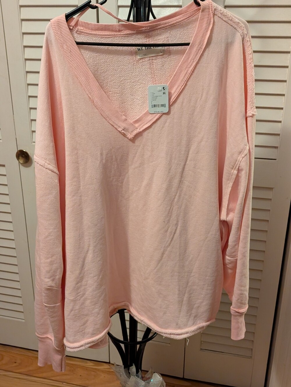 Free People Pink Long Sleeve Top Size Large